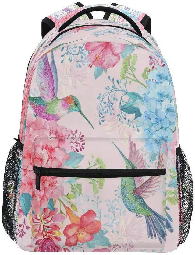 Main image of Blueangle Tropical Flowers Hummingbirds Print Backpack Casual Daypacks Outdoor Sports Rucksack School Shoulder Bag for Men Women Boys Girls