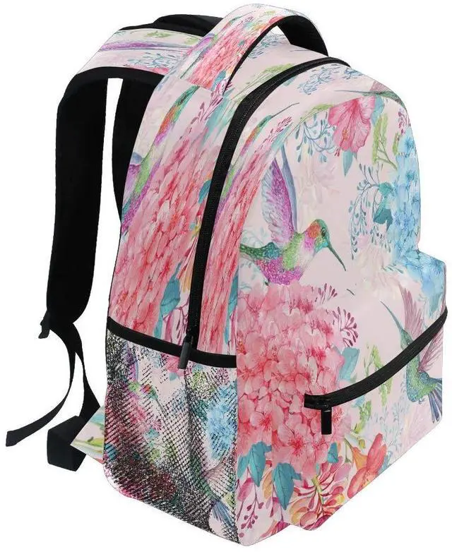 Alt view image 2 of 5 - Blueangle Tropical Flowers Hummingbirds Print Backpack Casual Daypacks Outdoor Sports Rucksack School Shoulder Bag for Men Women Boys Girls