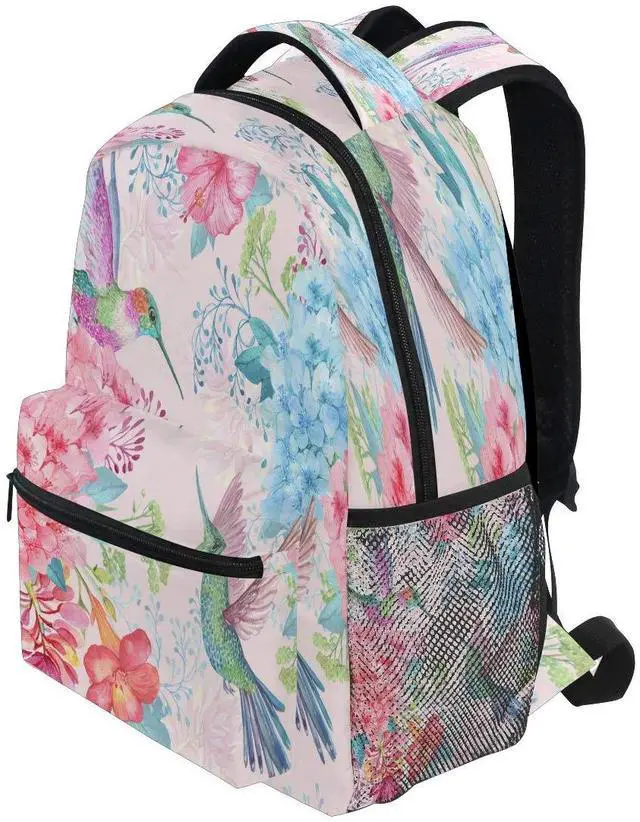 Alt view image 3 of 5 - Blueangle Tropical Flowers Hummingbirds Print Backpack Casual Daypacks Outdoor Sports Rucksack School Shoulder Bag for Men Women Boys Girls