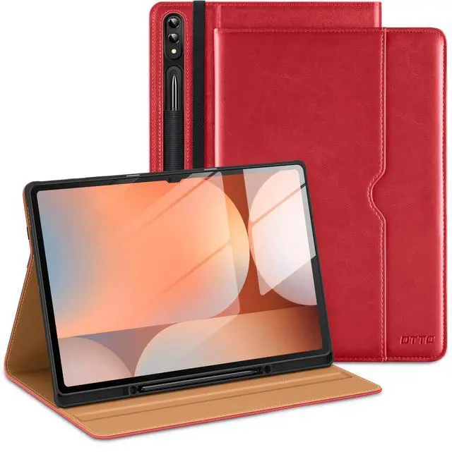 Main image of DTTO for Samsung Galaxy Tab S10 Ultra / S9 Ultra / S8 Ultra Case 2024/2023/2022, Premium Leather Business Folio Stand Cover with S Pen Holder for 14.6 Inch Tablet, Auto Wake/Sleep, Red