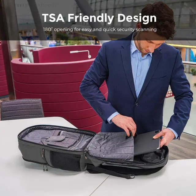 Alt view image 5 of 5 - Swissdigital Design TSA Business Laptop Backpack For Men,Travel Backpack With USB Charging Port,College Tech Backpacks With RFID Pockets Presents For Men Fits 15.6 Inch Computer Grey | TERABYTE