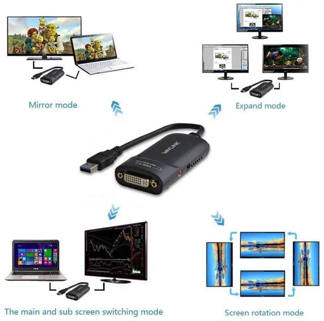 Alt view image 4 of 5 - WAVLINK USB3.0 to HDMI/DVI/VGA Universal Graphic AdapterSupports Primary/2048x1152 Extend/Mirror Video Mode up to 6 Display Units with Aduio Port Displaylink Chip for Windows, Chrome OS