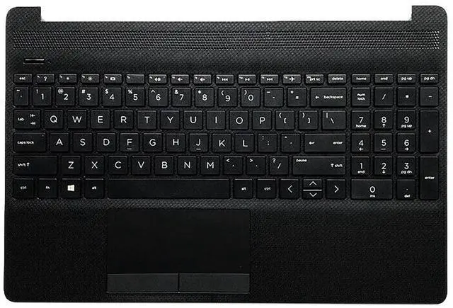 Main image of Rinbers 15.6" Palmrest Upper Case Top Cover with Non-Backlit Keyboard Touchpad Assembly Replacement for HP 15-DW 15DW 15S-DU 15S-DY TPN-C139 L94460-001 - Matte Black