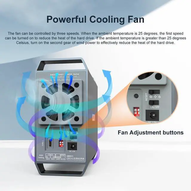 Alt view image 3 of 5 - Dual Bay Raid SATA Enclosure-M.2 Enclosure
