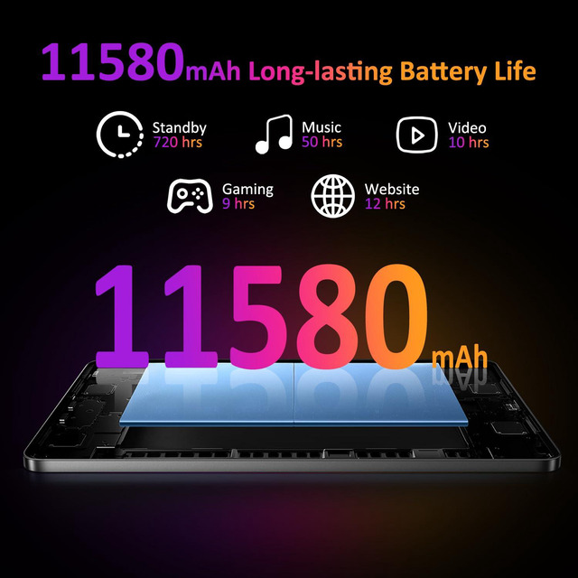 thumbnail image 2 of POWMUS Tablets 2025 14 Inch Android 14 Tablet, 36GB RAM, 256GB Storage Expand To 1tb 2k Display 8 Core Cpu 11580mah Battery 4 Speakers 5g Wifi Tablet With Pen Case Black 2 of 14