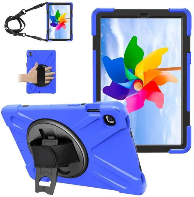 Alt view image 3 of 5 - Shockproof Case for Samsung Galaxy Tab S5e 10.5 2019 (SM-T720 SM-T725 SM-T727),Portable Heavy Duty Tablet Cover with 360 Rotating Stand Handle Strap & Shoulder Belt Carrying Case (New Blue)