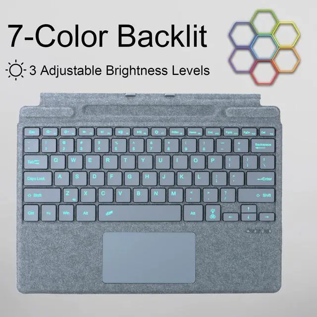 Alt view image 3 of 5 - mobee Type Cover for Microsoft Surface Pro 13 inch, Compatible with Surface Pro 13"(11th Edition) / Pro 11 / Pro 10 / Pro 9 / Pro 8 / Pro X, Slim Keyboard with Trackpad Mouse, Backlit, & Pen Holder
