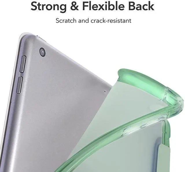 Alt view image 4 of 5 - Idocolors Pad Case Floral Green Cases Flower Anti-Scratch Shockproof with Pencil Holder Trifold Stand Cover for iPad 6th Generation(Model Number A1893 A1954)/5th Generation(Model Number A1822 A1823)