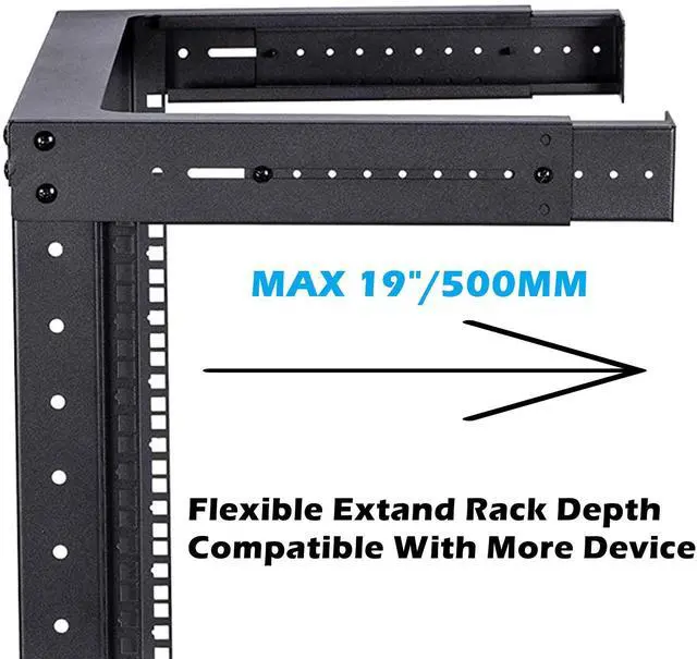 Alt view image 2 of 5 - TECHTOO Wall Mount Rack 9U Adjustable Depth Open Frame 19Inch Server Equipment Rack Heavy Duty Patch Panel Bracket Network Equipment Rack (Adjustable 9U)
