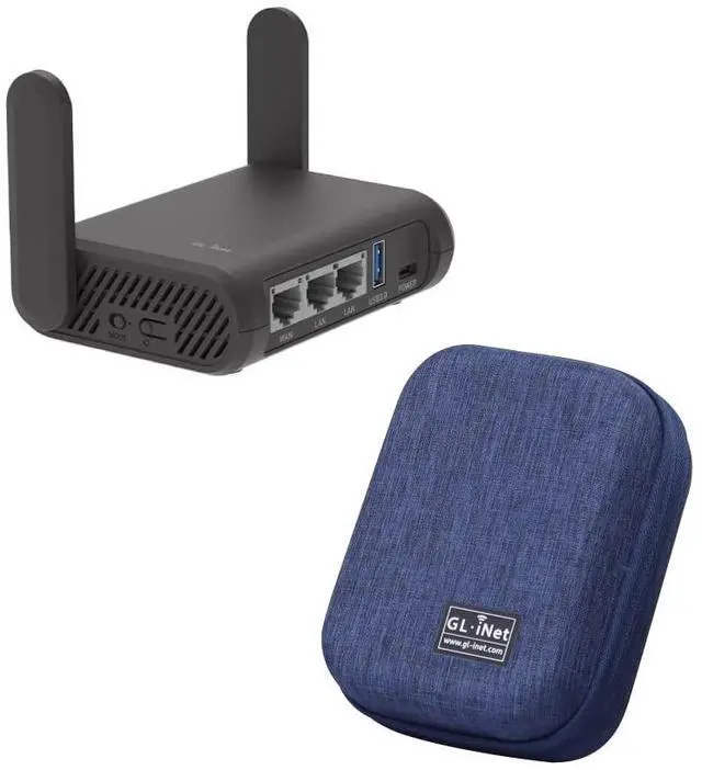 Main image of GL.iNet GL-A1300 (Slate Plus) Wireless VPN Encrypted Travel Router & Gadget Organizer Case (Blue)
