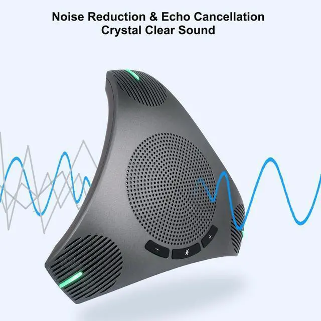 Alt view image 3 of 5 - Conference Speaker and Microphone, 360° Omnidirectional USB Speakerphone Microphone with USB Hub, Noise Reduction/Echo Cancellation Computer Microphone for 8-10 People Business Conference, Home Office