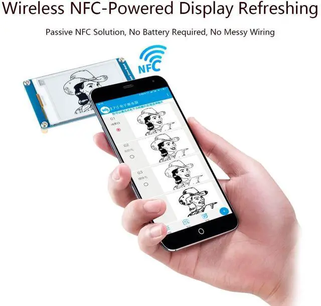 Alt view image 3 of 5 - waveshare 2.7inch Passive NFC-Powered e-Paper Module, 264 × 176 Pixels Black and White Display Color, No Battery Needed, No Messy Wiring Wire-Less Powering & Data Transfer Android APP Provided
