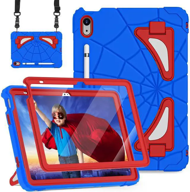 Main image of Nitupai Case for iPad 10th Generation Case for Kids 10.9 Inch 2022 10th Gen/iPad A16 11th Generation 11 Inch 2025 Cover with Pen Holder Screen Protector Strap Kids Boys Thickned Cornor, Blue Red