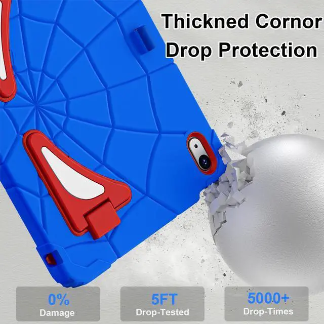Alt view image 3 of 5 - Nitupai Case for iPad 10th Generation Case for Kids 10.9 Inch 2022 10th Gen/iPad A16 11th Generation 11 Inch 2025 Cover with Pen Holder Screen Protector Strap Kids Boys Thickned Cornor, Blue Red