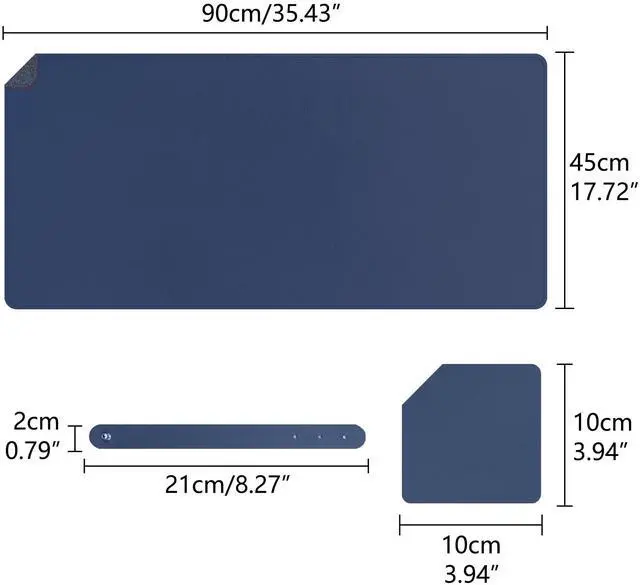 Alt view image 2 of 5 - Musiin Premium PU Leather Desk Mat for Music Studio  Soft Foldable Surface with Free Coaster, Easy to Clean, Large Keyboard Pad for Work & Play (Gorgeous Blue)