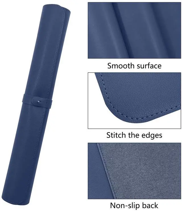 Alt view image 3 of 5 - Musiin Premium PU Leather Desk Mat for Music Studio  Soft Foldable Surface with Free Coaster, Easy to Clean, Large Keyboard Pad for Work & Play (Gorgeous Blue)