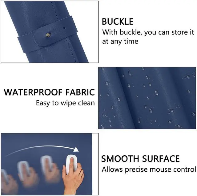 Alt view image 4 of 5 - Musiin Premium PU Leather Desk Mat for Music Studio  Soft Foldable Surface with Free Coaster, Easy to Clean, Large Keyboard Pad for Work & Play (Gorgeous Blue)