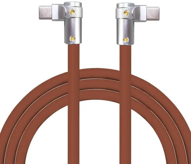 Main image of chubbycable FlexElbow Pro - 90 Degree Design 240W Fast Charge Cable Ultra-Thick Silicone Right Angle USB C Cable Phone Tablets Charging Cord, Chocolate, Double Elbow Type C to Type C, 1.64FT