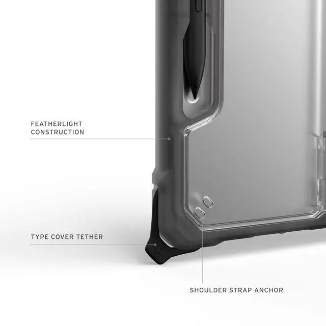 Alt view image 4 of 5 - URBAN ARMOR GEAR UAG Designed for Microsoft Surface Pro 1st Edition 12" Case - Rugged Transparent Clear Protective Cover with Multi-Angle Built-in Kickstand & Pen Holder Military Grade, Plyo Ice/Ash