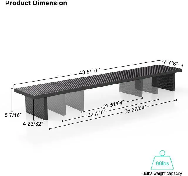 Alt view image 5 of 5 - EUREKA ERGONOMIC Dual Monitor Stand - Adjustable Legs, Dual Monitor Riser, Carbon Fiber Computer Monitor Stand, Desktop Organizer, Monitor Stand Riser for PC, Computer, Laptop (Black)