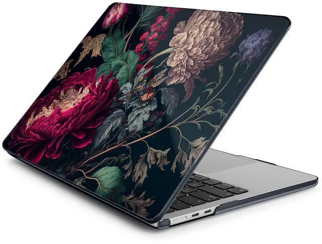 Alt view image 4 of 5 - Batianda Premium Case for New MacBook Air 15 inch 2025 2024 2023 with M4 M3 M2 Chip, Designed Black Protective Plastic Hardshell & Keyboard Cover & Screen Protector, Vintage Flower