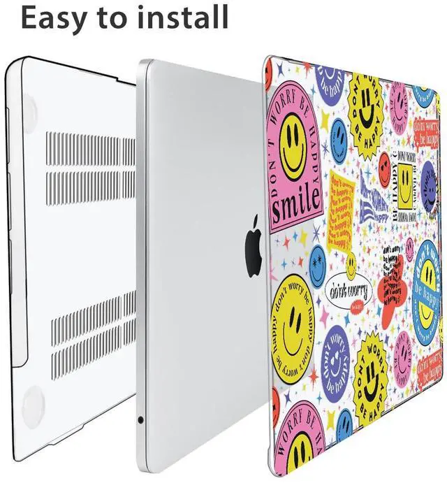 Alt view image 5 of 5 - HOHAIYOO Compatible with 2025 2024 2023 MacBook Air 15 inch Case M4 M3 M2 with Retina Display &Touch ID A3241 A3114 A2941, Plastic Laptop Hard Shell+Keyboard Cover+Screen Protector+Webcam Cover, Smile