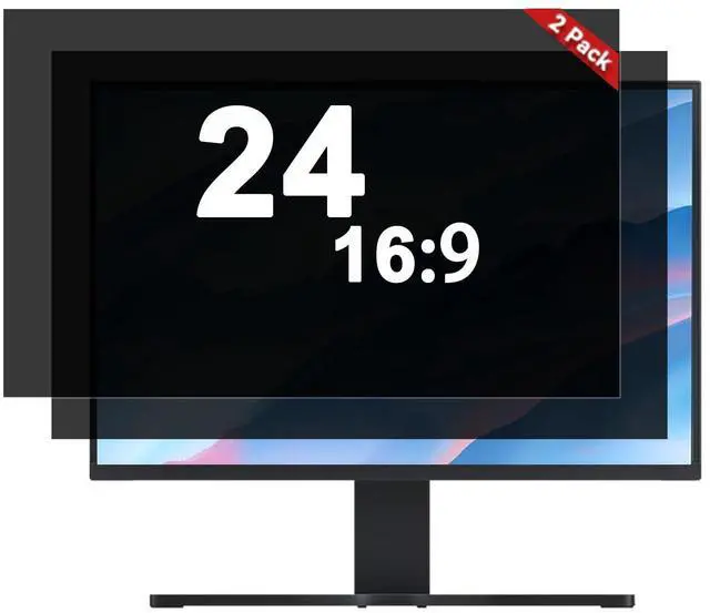 Main image of Vxaop [2 Pack] 24 Inch Computer Monitor Privacy Screen for 16:9 Aspect Ratio - Anti-Glare, Blue Light Filtering, Eye Protection, Removable Anti-Scratch Privacy Shield Screen 24in