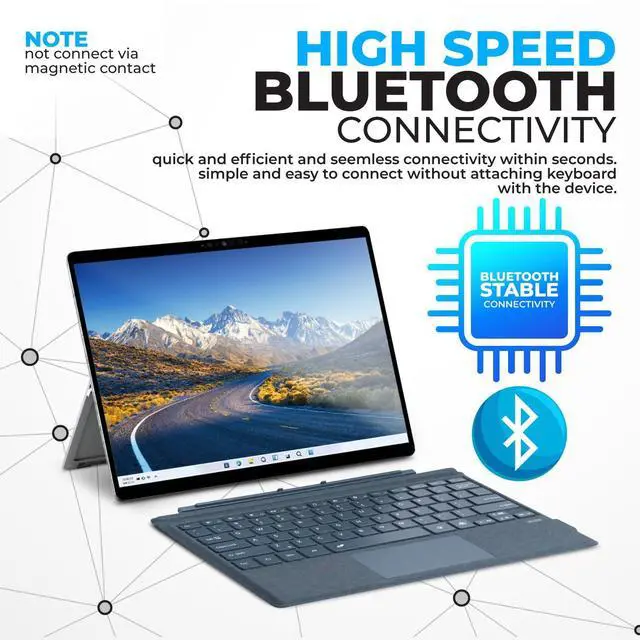 Alt view image 2 of 5 - Seagtigau Keyboard Type Cover for Microsoft Surface Pro 7+ Pro 7 Pro 6 Pro 5 Pro4 Pro3, 12.3 inch, Ultra-Slim Bluetooth Multi-Touchpad Mouse Rechargeable, 7-Color LED Backlit (Sapphire with Backlit)