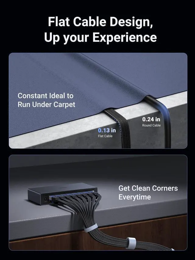 Alt view image 3 of 5 - UGREEN Cat 8 Ethernet Cable 33FT, Flat High Speed 40Gbps 2000Mhz Internet Cable 26AWG Braided Network Cord RJ45 Shielded Indoor LAN Cables Compatible for Gaming PC PS5 Xbox Modem Router 33FT