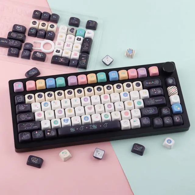 Alt view image 3 of 5 - Tsungup MOA Keycaps,126 Keys PBT Cute Dessert Cheese Muffin Ice Custom Keycaps,Dye-Sub Key Caps Keyboard Keycap Set for 60% 65% 75% 80% 100% MX Switches Mechanical Keyboard