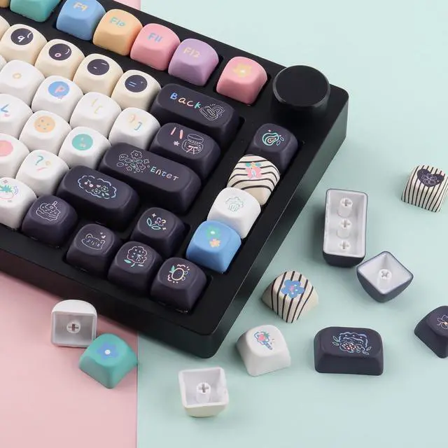 Alt view image 4 of 5 - Tsungup MOA Keycaps,126 Keys PBT Cute Dessert Cheese Muffin Ice Custom Keycaps,Dye-Sub Key Caps Keyboard Keycap Set for 60% 65% 75% 80% 100% MX Switches Mechanical Keyboard