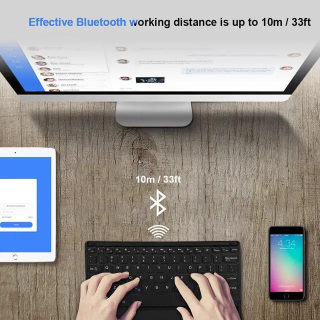 Alt view image 2 of 5 - Wendry Ultra-Slim Bluetooth Keyboard, Portable Bluetooth Keyboard with Touchpad for PC Android Phone Tablet