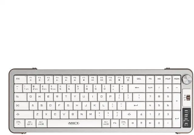 Main image of TISHLED Wireless Keyboard with Volume Knob, 2.4G+Bluetooth Multi-Device Keyboard USB-C Rechargeable, Compact 99-Key with Number Pad, Comfortable Scissor Switches for Win/Mac, White