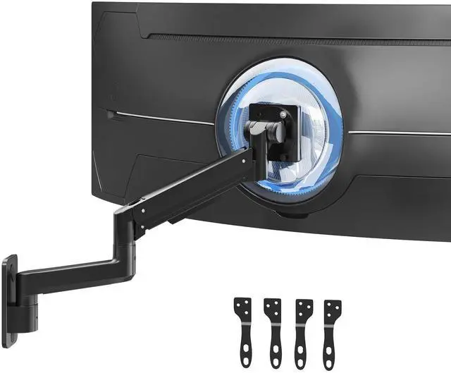 Main image of Monitor Wall Mount for 17-57-inch Screens - Heavy Duty Single Wall Mount Monitor Arm for Most Ultrawide Screens, Fully Adjustable, for Home & Office use, Max Load 44lbs, VESA 75 100 200 mm, Black