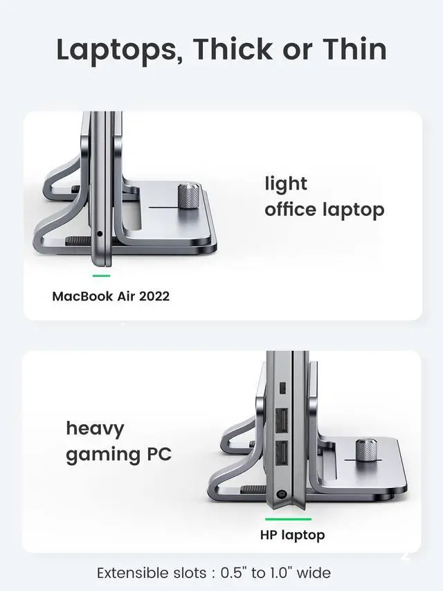 Alt view image 3 of 5 - UGREEN Vertical Laptop Stand Bundle