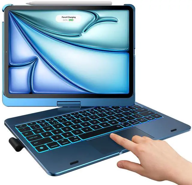 Main image of typecase Touch Keyboard Case for iPad Air 11-inch (M3 2025 / M2 2024)& iPad Pro 11(4th/3rd/2nd/1st Gen): Multi-Touch Trackpad&11 Colors Backlight&360°Rotatable for iPad Air 5th & 4th Gen,Pacific Blue
