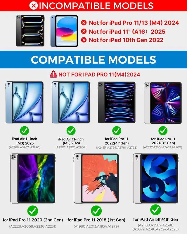 Alt view image 2 of 5 - typecase Touch Keyboard Case for iPad Air 11-inch (M3 2025 / M2 2024)& iPad Pro 11(4th/3rd/2nd/1st Gen): Multi-Touch Trackpad&11 Colors Backlight&360°Rotatable for iPad Air 5th & 4th Gen,Pacific Blue