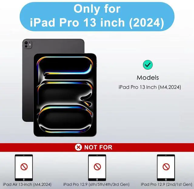 Alt view image 2 of 5 - Keyboard Case for iPad Pro 13-inch (M4, 2024), Trackpad, 360° Rotatable, Bluetooth Keyboard Cover, 7 Colors Backlit with Pencil Holder for iPad Pro 13 (SM-A2925/A2926/A3007), Auto Sleep/Wake, Silver