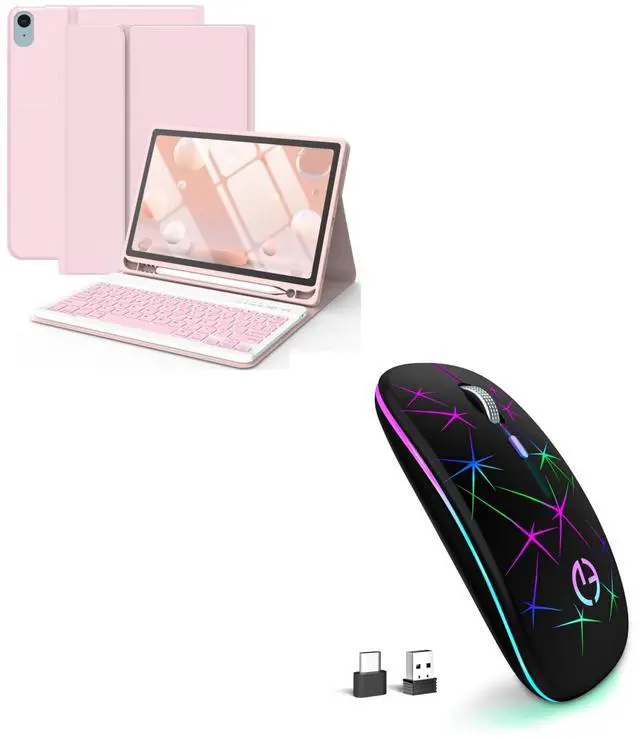 Main image of TaIYanG Keyboard Case for iPad Air 11-inch M2/ Air 5th/ 4th Generation Bundle with Wireless Mouse, 2.4G Portable Optical Quiet Cute Mouse with USB Receiver and Type C Adapter