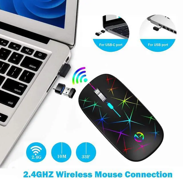 Alt view image 3 of 5 - TaIYanG Keyboard Case for iPad Air 11-inch M2/ Air 5th/ 4th Generation Bundle with Wireless Mouse, 2.4G Portable Optical Quiet Cute Mouse with USB Receiver and Type C Adapter