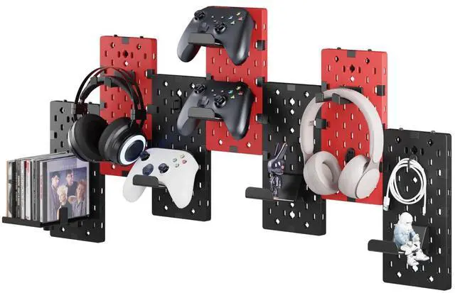 Alt view image 2 of 5 - PEGZONE Desk Side Storage Organizer No Drill Under Desk Laptop Holder Bundle with 7 PCS Controller and Headphone Holder Wall Mount
