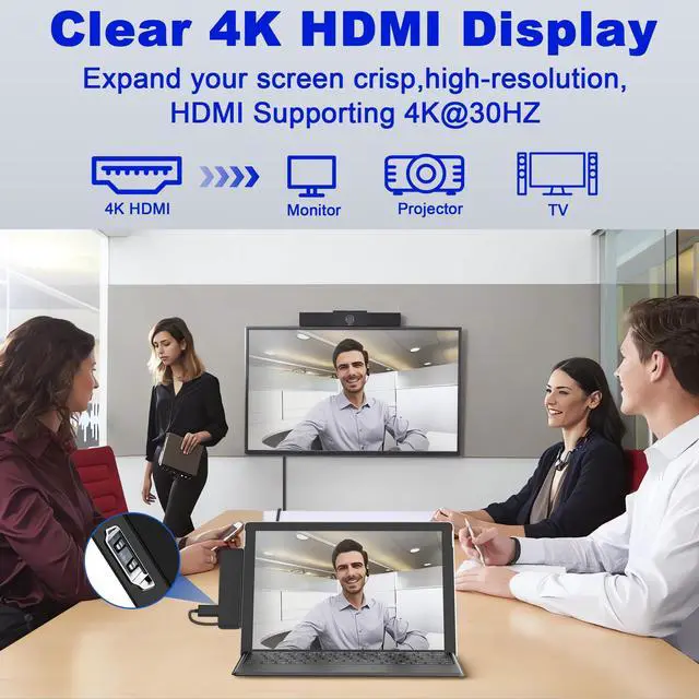 Alt view image 5 of 5 - Surface Pro 11 USB C Hub, Surface Pro 9 Hub Docking Station with 4K HDMI, Thunerbolt 4 (8K Video+Data+100W PD), 2*USB 3.0, 3.5mm Audio, SD/TF, Adapter for Surface Pro 11/10/9/X