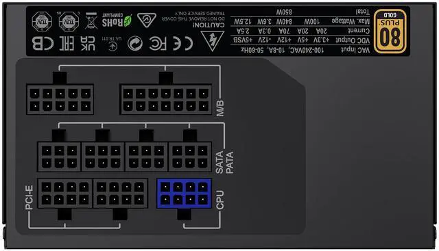 Alt view image 4 of 5 - GAMEMAX GX-850 80 Plus Gold Power Supply, LLC and DC-DC Circuit, FDB Fan, Fully Modular, Black