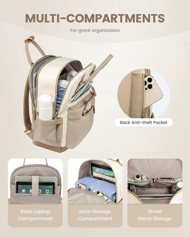 Alt view image 2 of 5 - LOVEVOOK Travel Laptop Backpack Women, 17.3 Inch Anti-theft Laptop Bag with USB Port, Fashion Waterproof Computer Backpacks Teacher Nurse Backpack Purse for College School Work