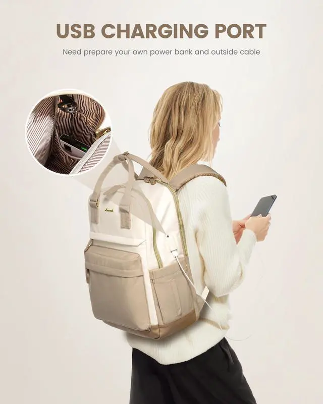Alt view image 4 of 5 - LOVEVOOK Travel Laptop Backpack Women, 17.3 Inch Anti-theft Laptop Bag with USB Port, Fashion Waterproof Computer Backpacks Teacher Nurse Backpack Purse for College School Work