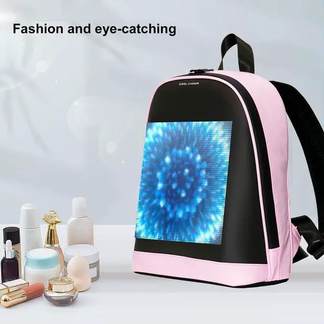 Alt view image 2 of 5 - Crelander LED Backpack, Small Laptop Backpack with Programmable Screen Small Smart Dynamic Fashion Shoulder Bag for Women Daily Use Cycling Travel Daypack App Control, 12 inch (pink)