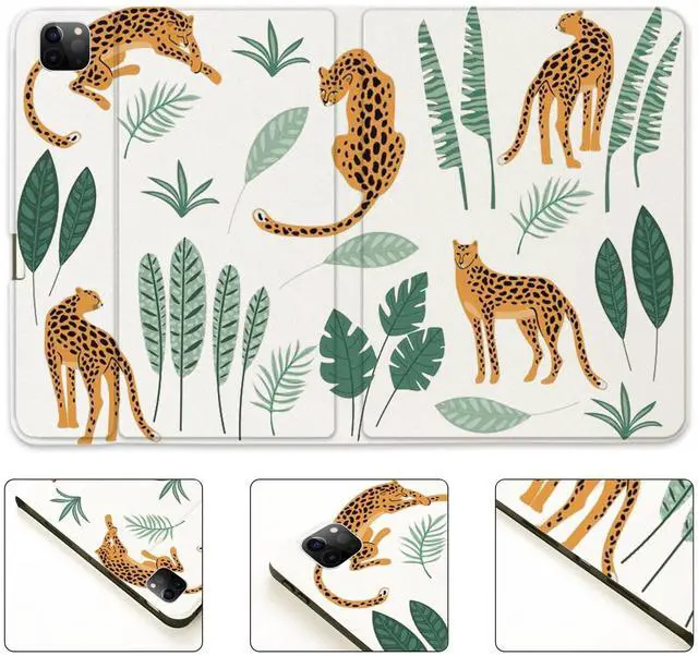 Alt view image 4 of 5 - Case for 8.3 Inch iPad Mini 6, Silk Textured Multi-Angle Viewing Folio Stand Leather Cover Auto Sleep/Wake with Pencil Holder, Cheetah Paradise