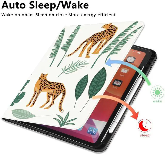 Alt view image 5 of 5 - Case for 8.3 Inch iPad Mini 6, Silk Textured Multi-Angle Viewing Folio Stand Leather Cover Auto Sleep/Wake with Pencil Holder, Cheetah Paradise