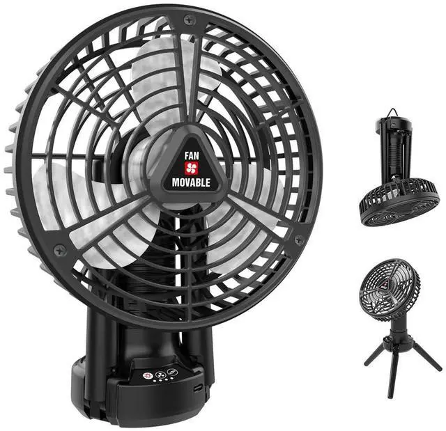 Main image of Wbwissblue Portable Battery Operated Fan with Auto swing, 10400mAh Outdoor Small Rechargeable Camping Fan, Personal Desk Fan Cooling Table Fan with Hanging Hook for Tent,Bedroom, Office