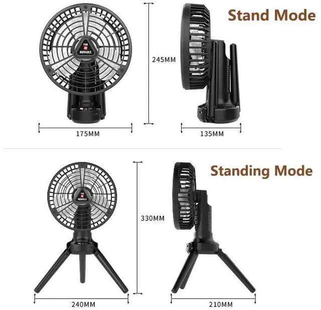 Alt view image 4 of 5 - Wbwissblue Portable Battery Operated Fan with Auto swing, 10400mAh Outdoor Small Rechargeable Camping Fan, Personal Desk Fan Cooling Table Fan with Hanging Hook for Tent,Bedroom, Office